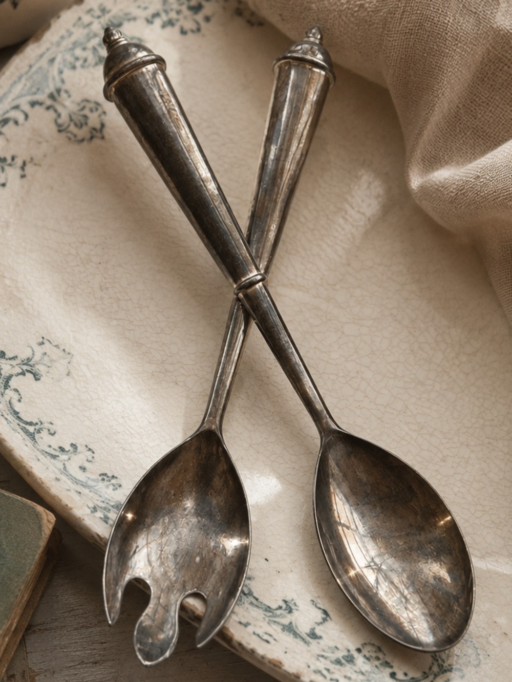 ELEGANCE Silver-Plated Serving Set – Fork & Spoon – Vintage
